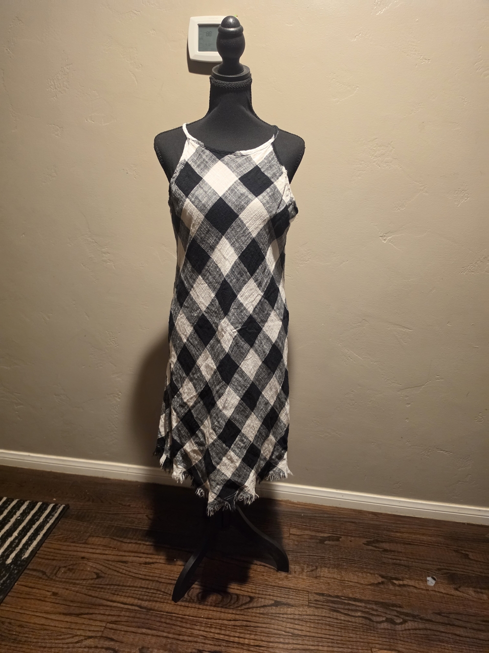 Philosophy Black and White Gingham Sleeveless Midi Dress